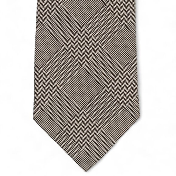 Polo Ralph Lauren Silk Neck Tie Taupe & Brown Houndstooth Handmade In Italy - Picture 2 of 10